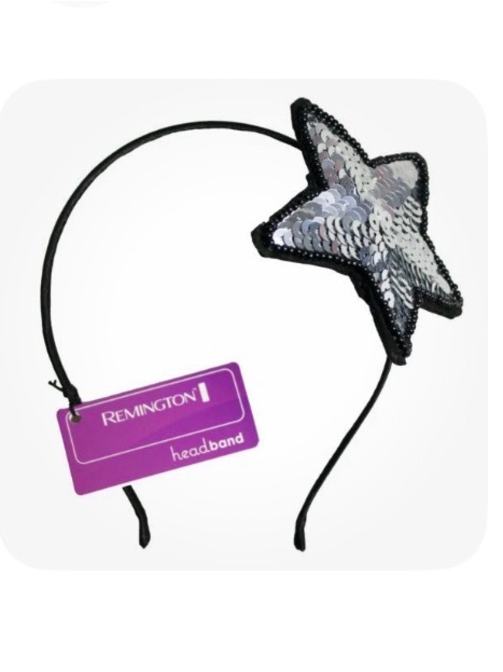 Lot of 2 Remington Black Headband with Silver Sequin Star Accent new